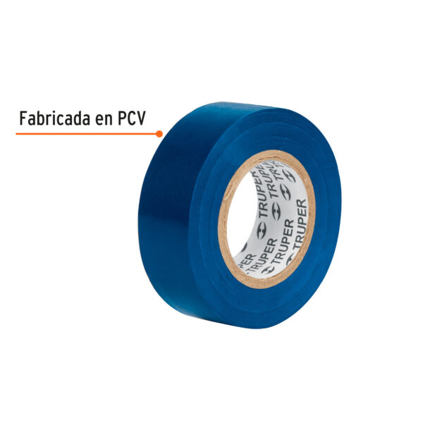 Cinta de aislar de 9 m x 19 mm, azul, Truper - Imagen 2