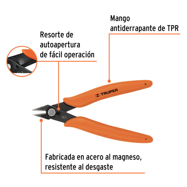 Pinza 5" de corte para electrónica, Truper - Imagen 2