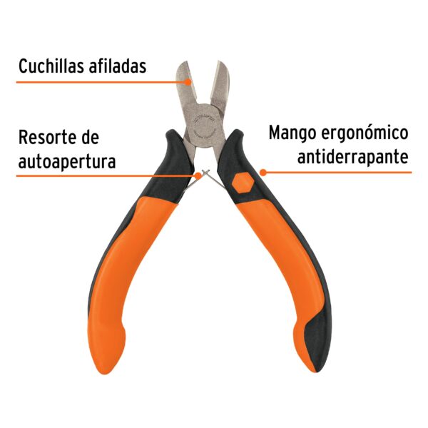 Mini pinza de corte diagonal 4" mango Comfort Grip, Truper - Imagen 2