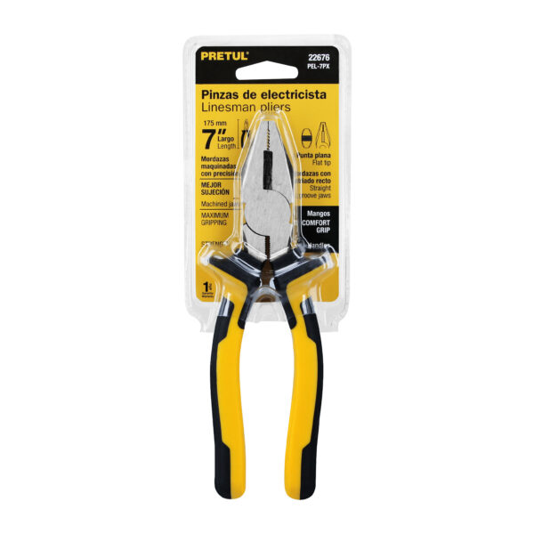 Pinza para electricista 7" mango Comfort Grip, Pretul - Imagen 4